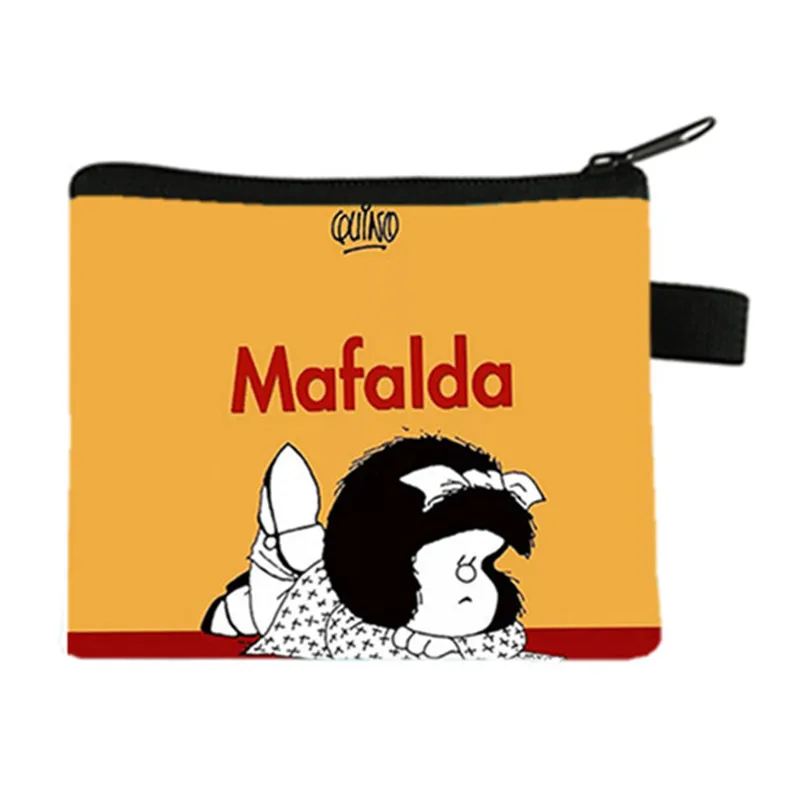 Mafalda Anime Cartoon Comic Canvas Coin Purse, pequeno saco chave, titular do cartão, cartão de armazenamento