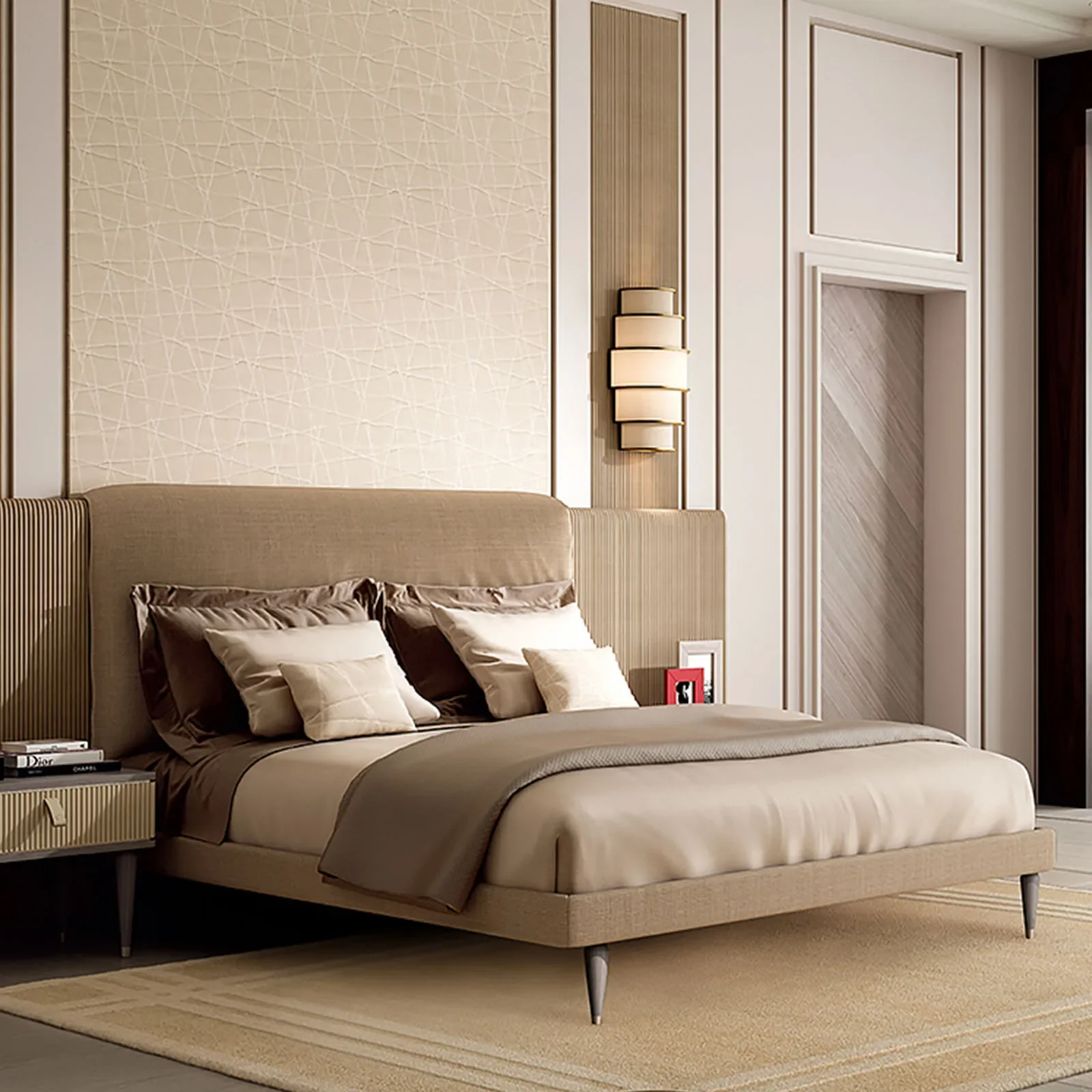 Postmodern Simple Master Bedroom Big Wedding Bed European Light Luxury Double Fabric Soft Bed