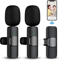 Dos micrófonos Lavalier inalámbricos, grabación de Audio y vídeo, Mini micrófono para iPhone, Android, vlog, YouTube, micrófono de disparo