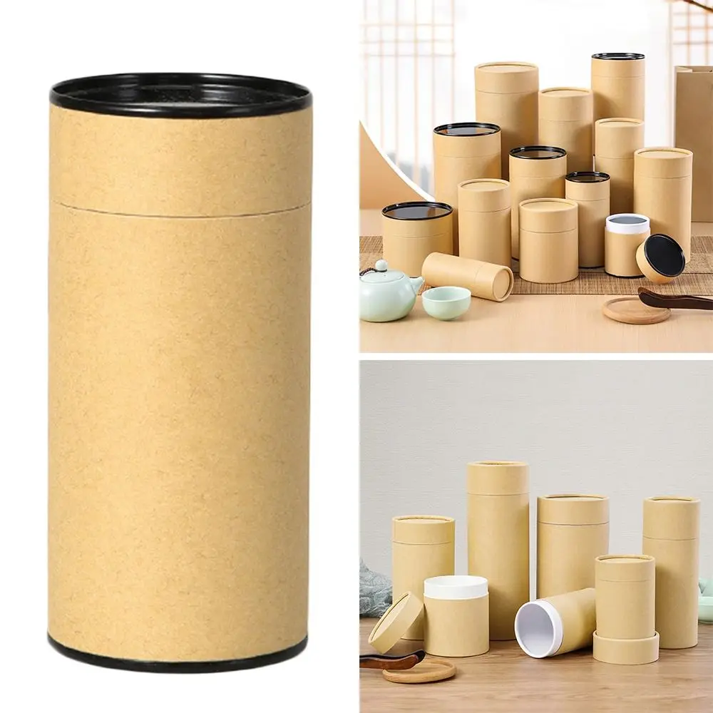 Accessories Multiple Sizes Packaging Boxes Kraft Paper Cardboard Round Tube Crafts Cylindrical Tea Can for Friendship