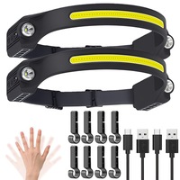 Headlamp Rechargeable 5Pack, 230° Wide Beam Head Lamp with 2 Spotlights, LED Headlamp with Motion Sensor, 5Mode Rechargeable