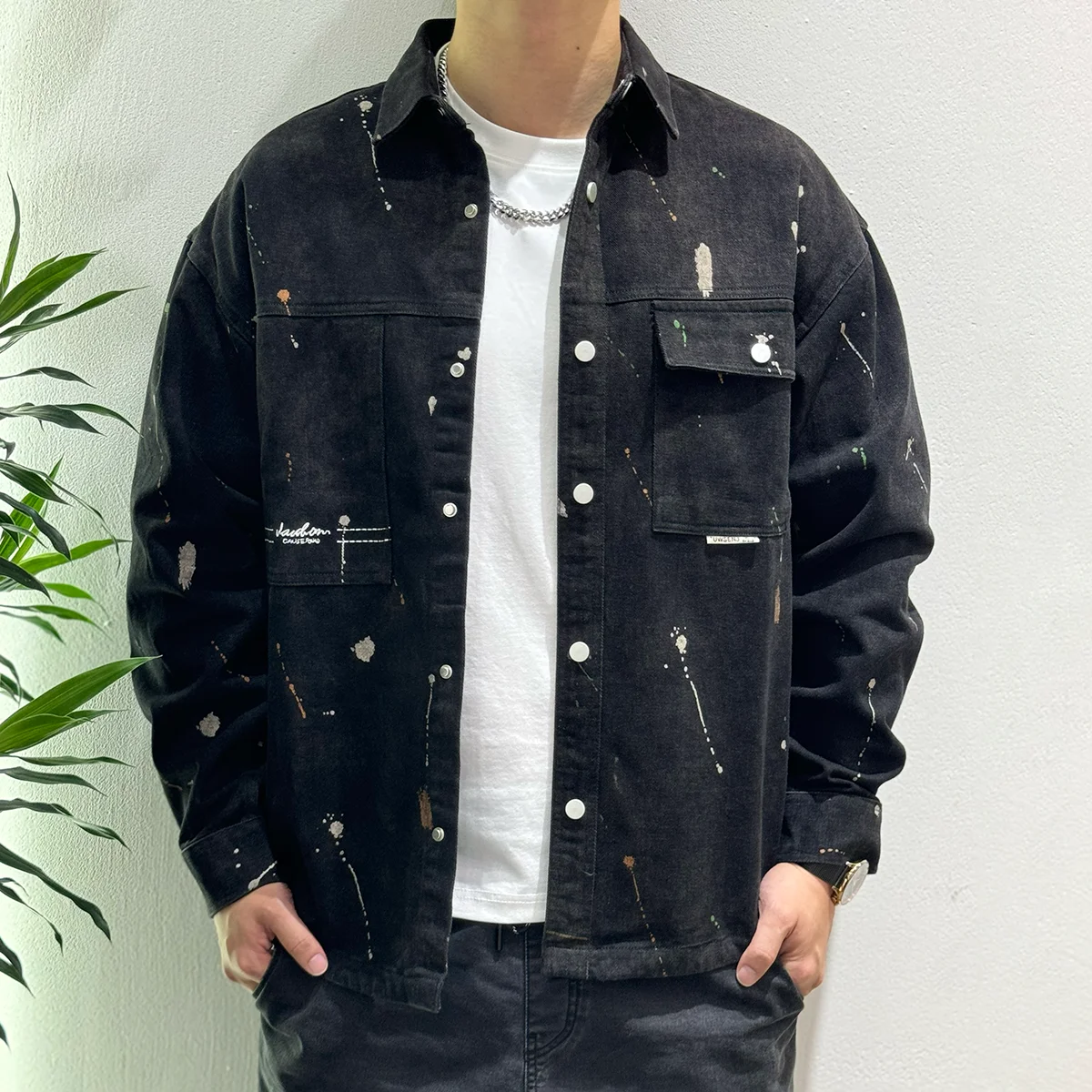 Men'S New Lapel Jacket Men'S Trend Washed Gradual Color Denim Shirt Coat Loose Spring And Autumn Blouse