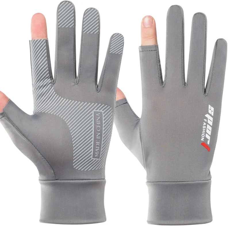 Non-Slip Quick Drying Two Finger Soft Gloves For Outdoor Sports Cycling Fishing Fitness Driving Gym Bike Work Sunscreen