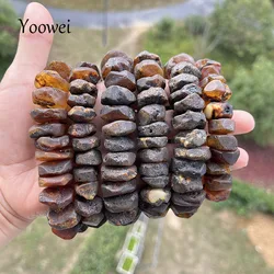 Raw Amber Bracelets for Men Women Unique Irregular Black Bead Good Smell 100% Real Natural Stone Healing Amber Jewelry Wholesale