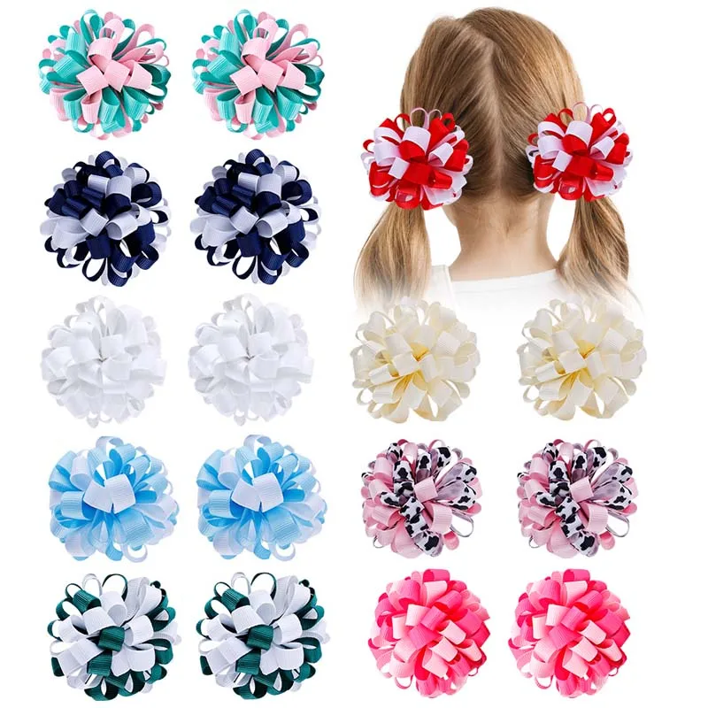 

ncmama 2Pcs Girl Elastic Hair Band Ribbon Flower Hair Ties for Baby Girls Hairrope Festival Party Headwear Hair Accessories Gift