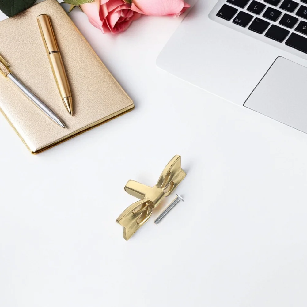 

2Pcs Brass Bow Shaped Drawer Pulls Modern Cabinet Handles Furniture Hardware Closet Knobs Replacement Bow Pull Knobs