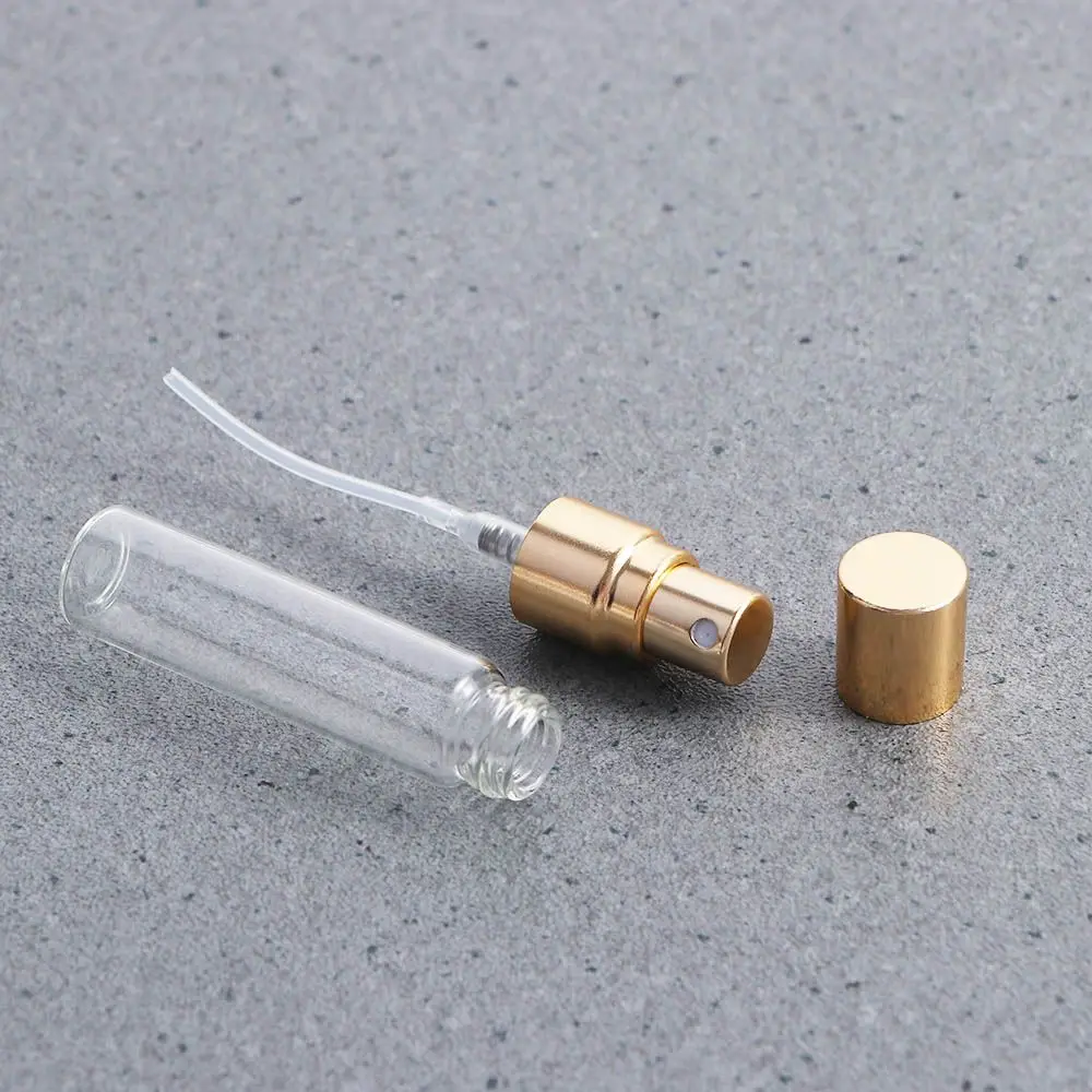 Transparent Gold Silver Cap Sample Vials Moisturizer Refillable Glass Bottle Spray Bottle Cosmetic Container  Atomizer