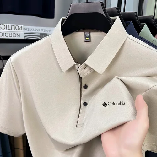 Polo de manga corta con estampado de letras para hombre de marca de alta gama, camiseta informal transpirable y fresca para negocios, novedad de verano 2025, camiseta con solapa