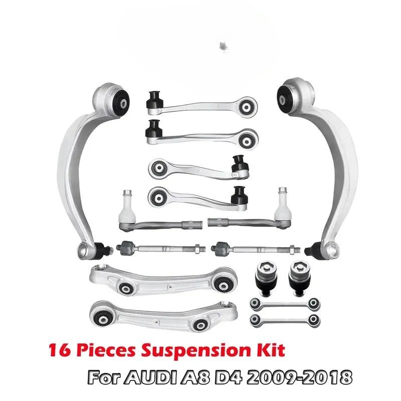 16Pcs Front Upper Lower Control Arm w/Ball Joint Suspension Kit For A8 D4 2009-2018