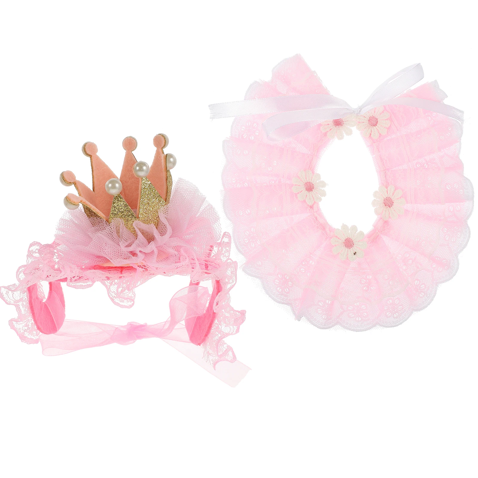 

Pet Birthday Suit Kitten Accessories Crown Scarf Lace Cat Collar for Dogs Holiday Decor Party Dress Role Play Costumes