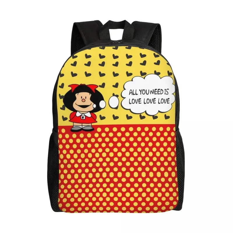 Mafalda Changing The World mochilas para hombres y mujeres, bolsa de libros para estudiantes universitarios, se adapta a bolsas para portátiles de