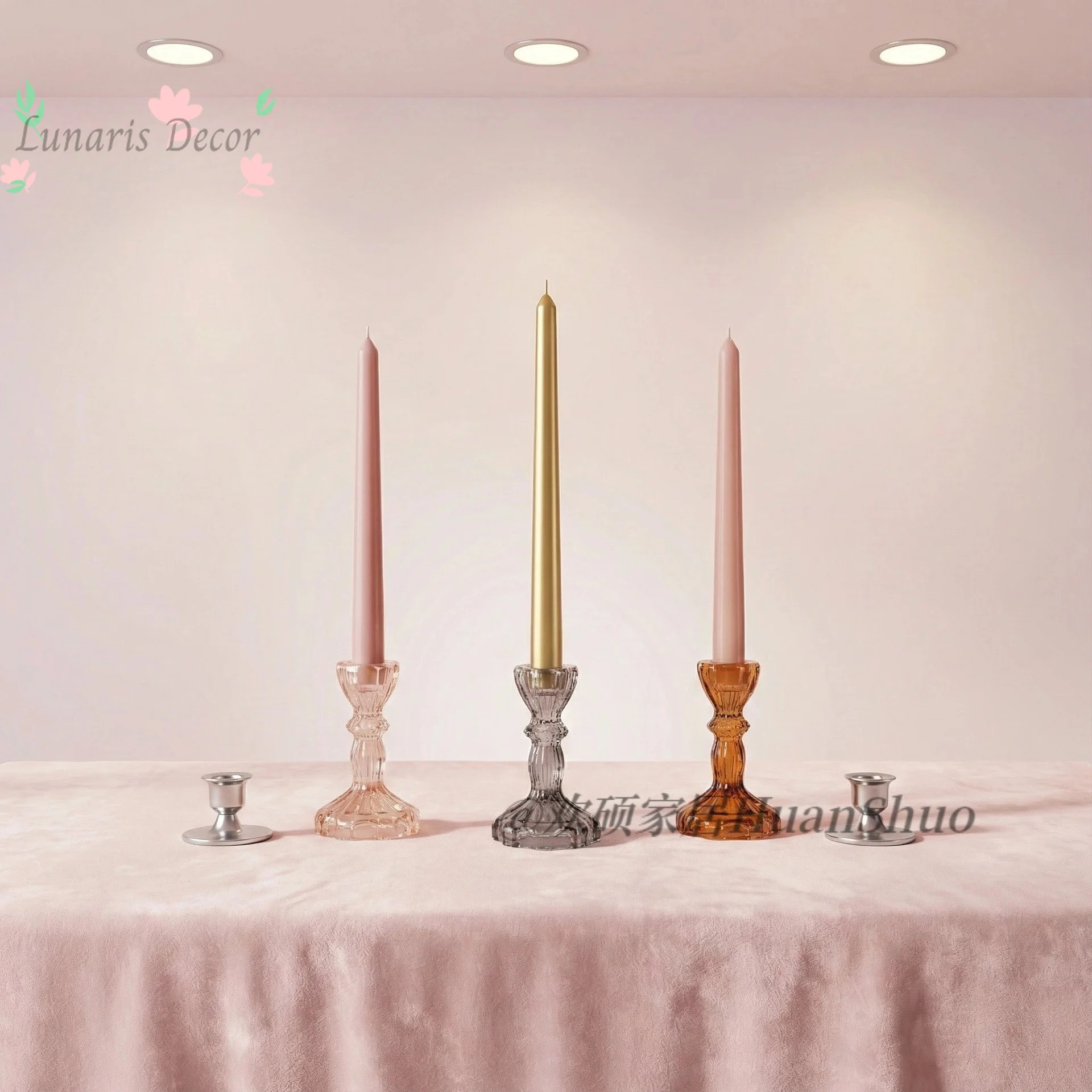 Glass candle holder set, glass candlestick ornaments, venue decoration props, candle cups
