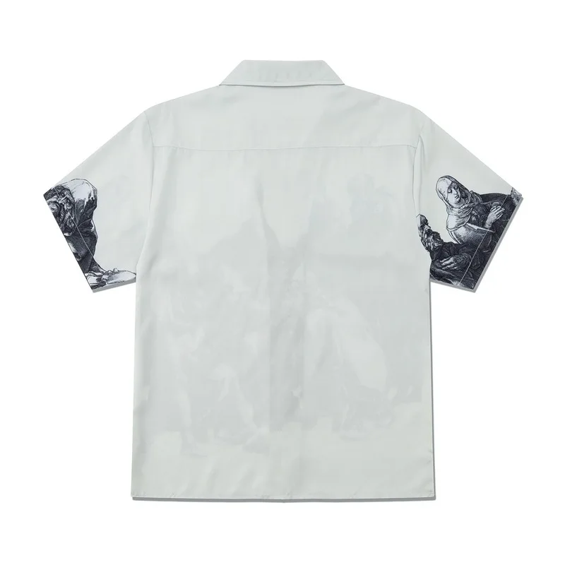 QICHE Men Ins High Street Vintage Cuban Collar Short Sleeve Shirt Luxury Couple Blouse For Teens Spring Summer European Style
