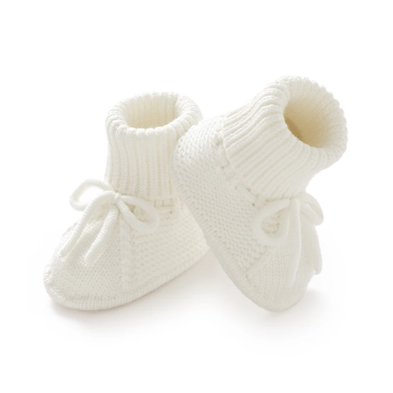 0-18months Baby Girls First Walkers Shoes Soft Sole Knit Newborn Infant Bowknot Prewalkers Hand Crochet Toddler Non-Slip Footwar