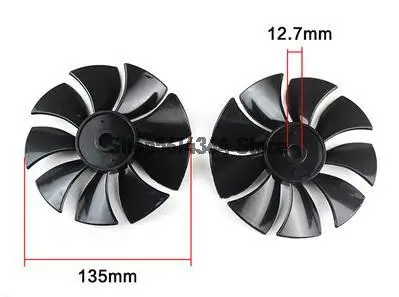 1100W/1500W 135mm Dia 9 Vane Air Compressor Replacement Fan Black A+B A Pair
