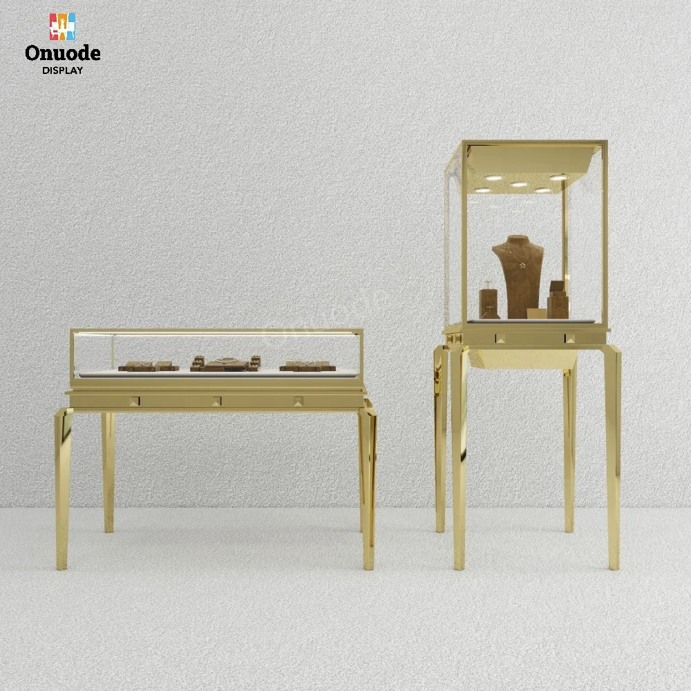 Vitrine de joias personalizada de alta qualidade com iluminação led vitrine de joias de luxo para decoração de loja de joias