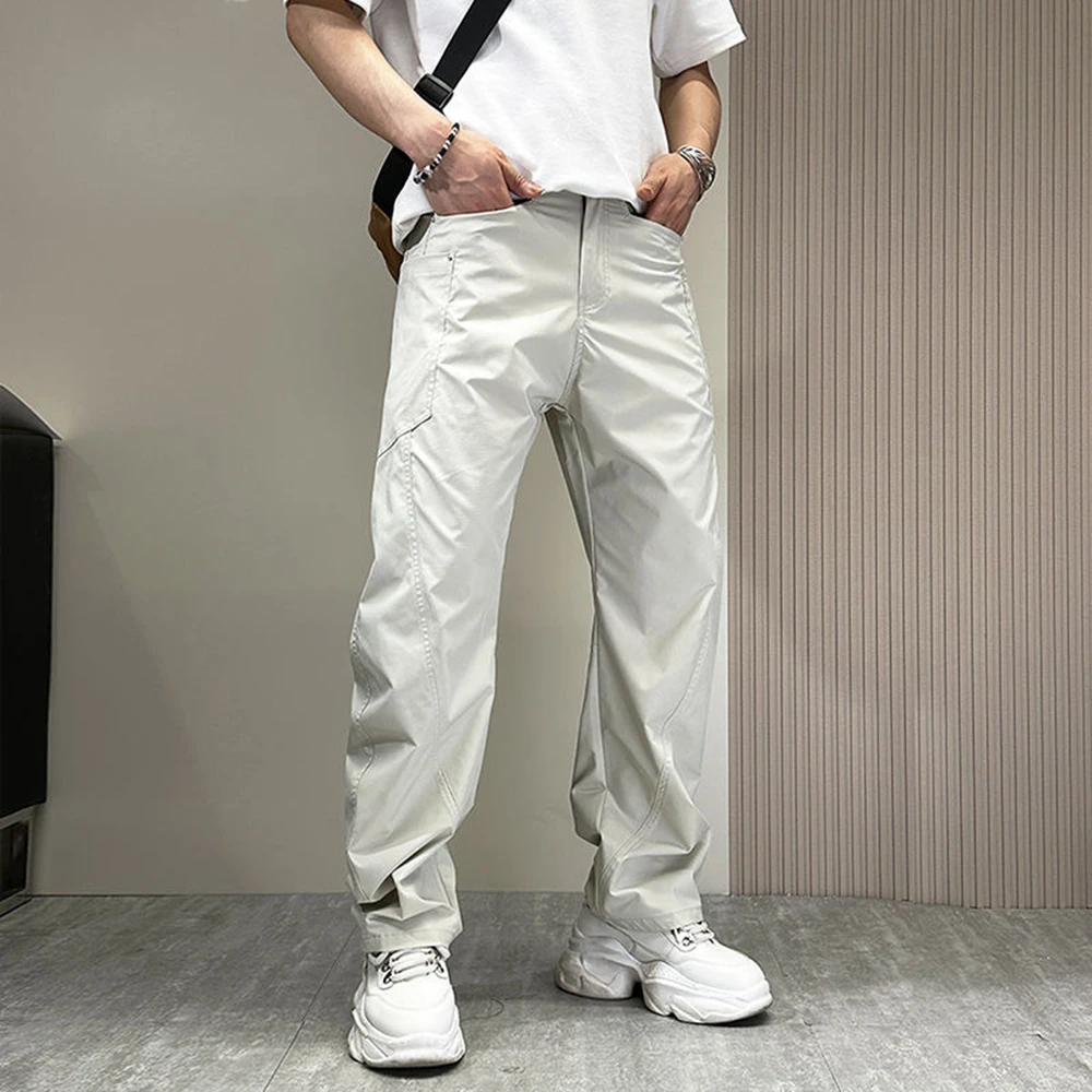 Solid Color Design Sense High Waist Scimitar Pants Invisible Open Crotch Outdoor Sex Ruffian Handsome Men's Slacks Long Trousers