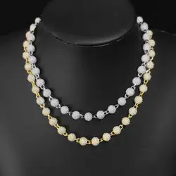 ESKEEM 8mm Ball Shape Link Chain For Women Accessories Iced Out Chain Micro Pave Cz Jewelry Full Diamond Round Bead Necklac