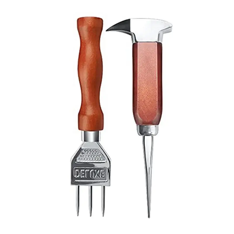 A56K 2PCS Ice Pick Set Ice Chippers with Wood Handle, Ice Crusher Ice Tong perfect for Bars, Bartender. Best Carving Tool