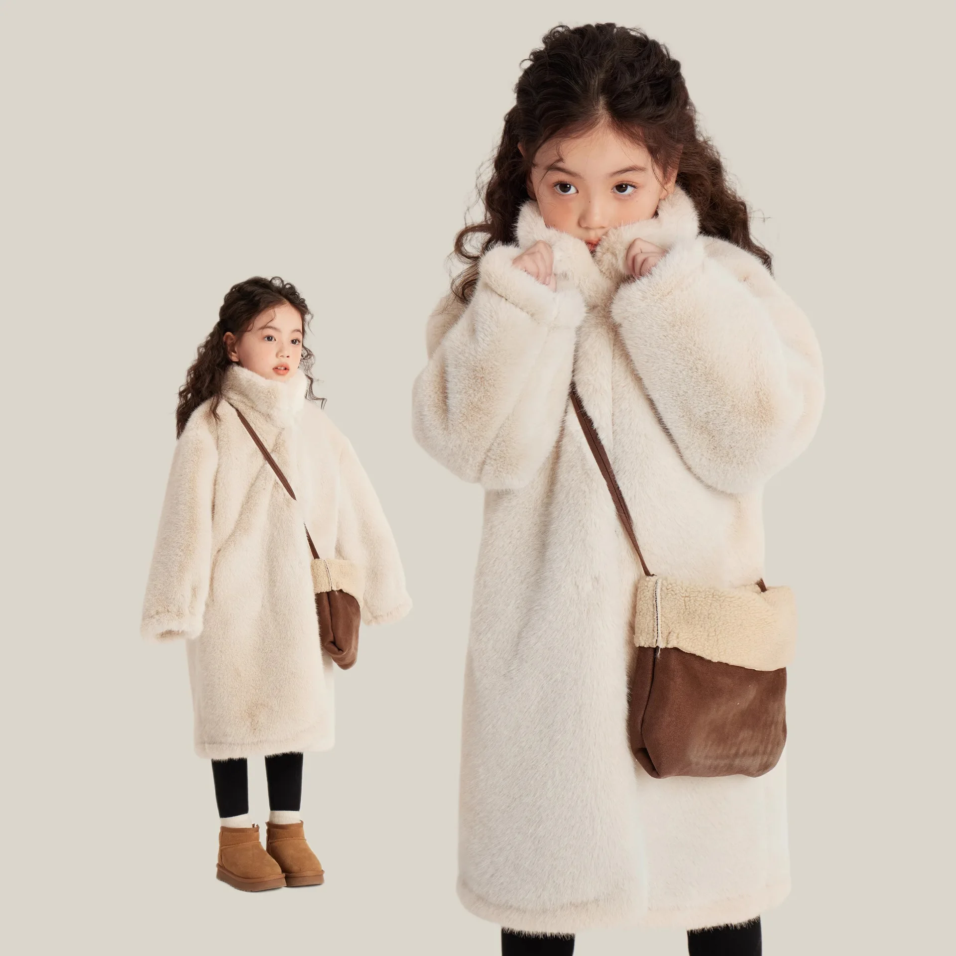 

Winter Children Girl Woolen Coat Plus Velvet Solid Infant Baby Girls Long Fluffy Snowsuit Turtleneck Thicken Toddler Girl Jacket