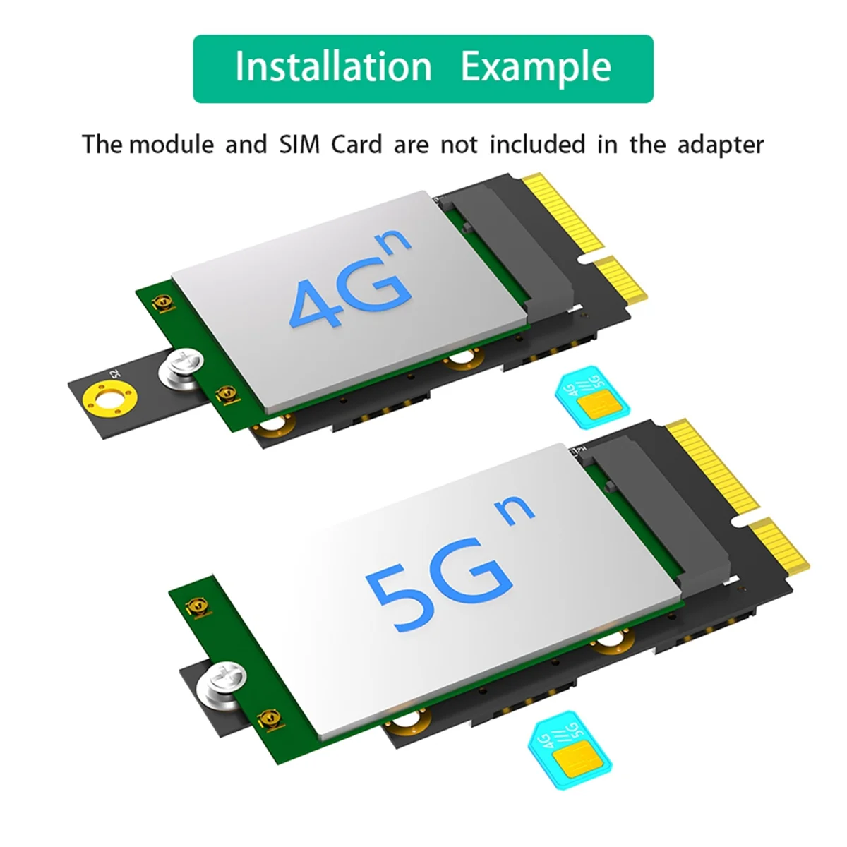 อะแดปเตอร์ M.2กุญแจ B ไปยัง PCI-E ขนาดเล็กพร้อมสองซิมช่องเสียบบัตรนาโนสำหรับโมดูล3G/4G/5g