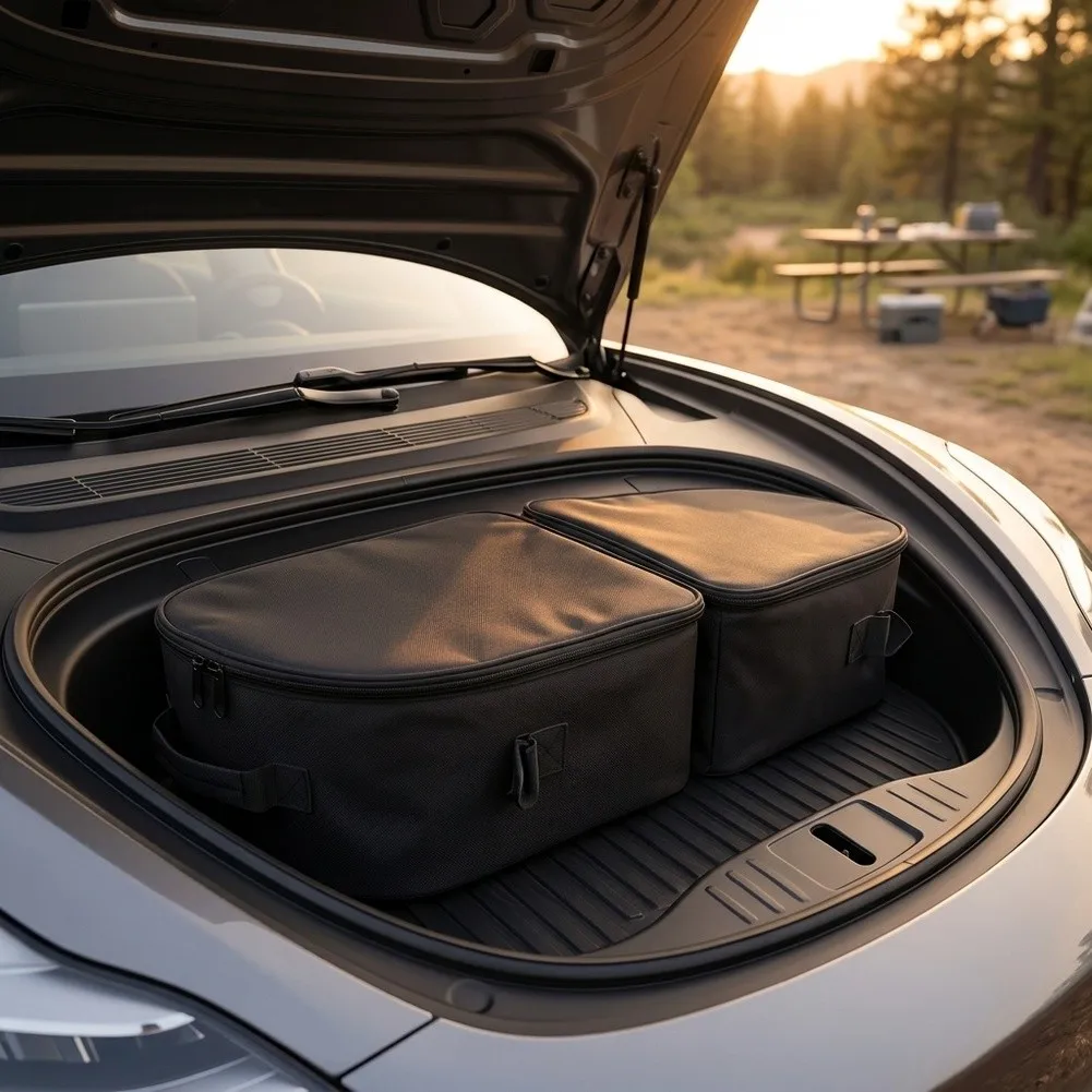 Insulated Front Trunk Box for tesla Frunk Organizer for epe Foam Insertion Compact Foldable Design Dual Pocket Structure