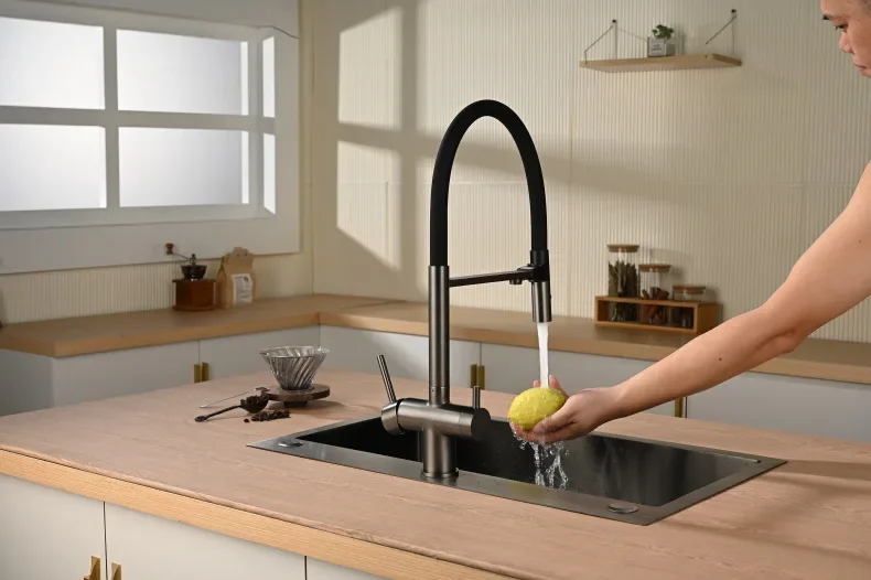 صنبور مياه منقى 3 في 1 للمطبخ، حوض خضروات، صنبور حوض نحاسي كامل #5