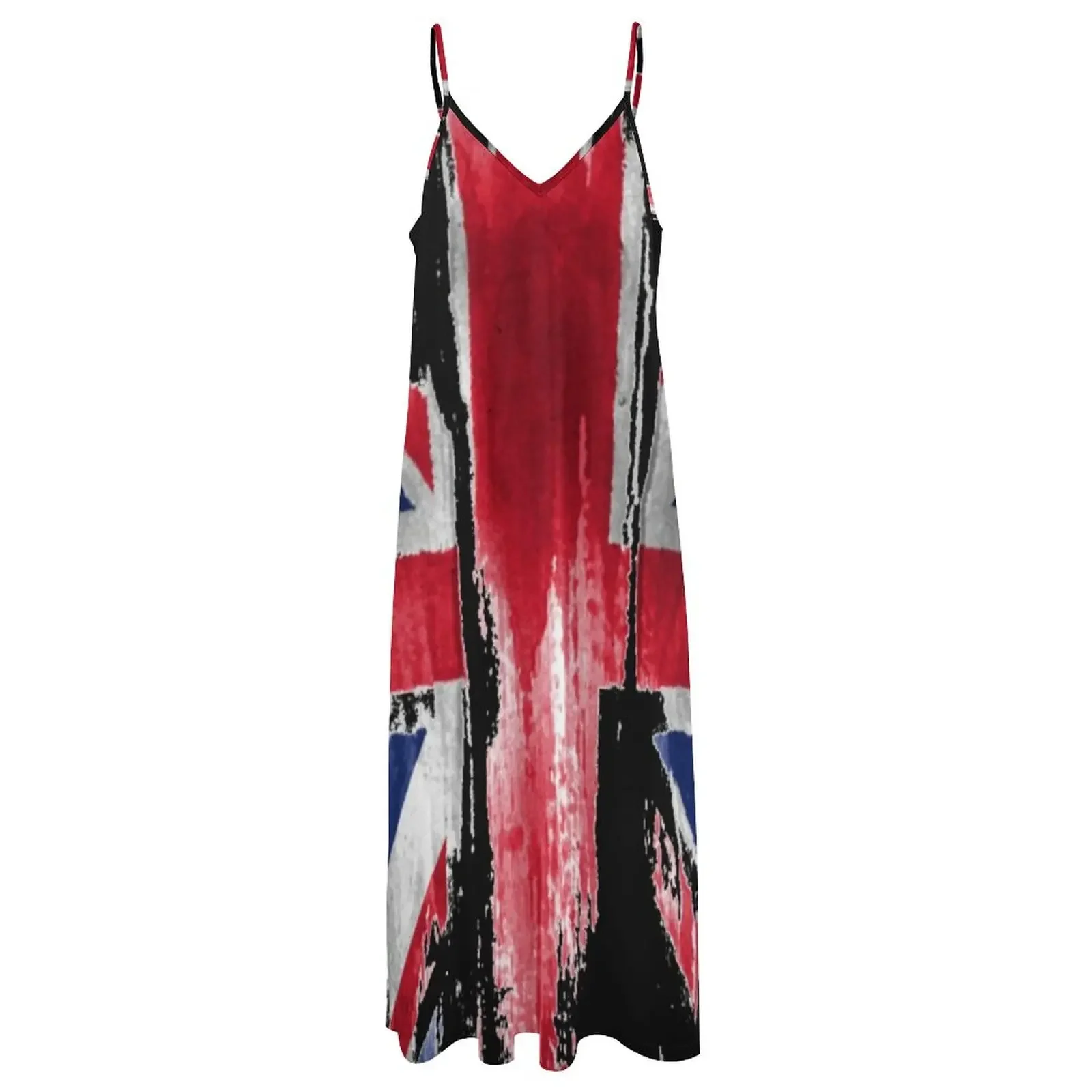 Union Jack ärmelloses Kleid Kleider Sommerkleider mit langen Ärmeln Ballkleid