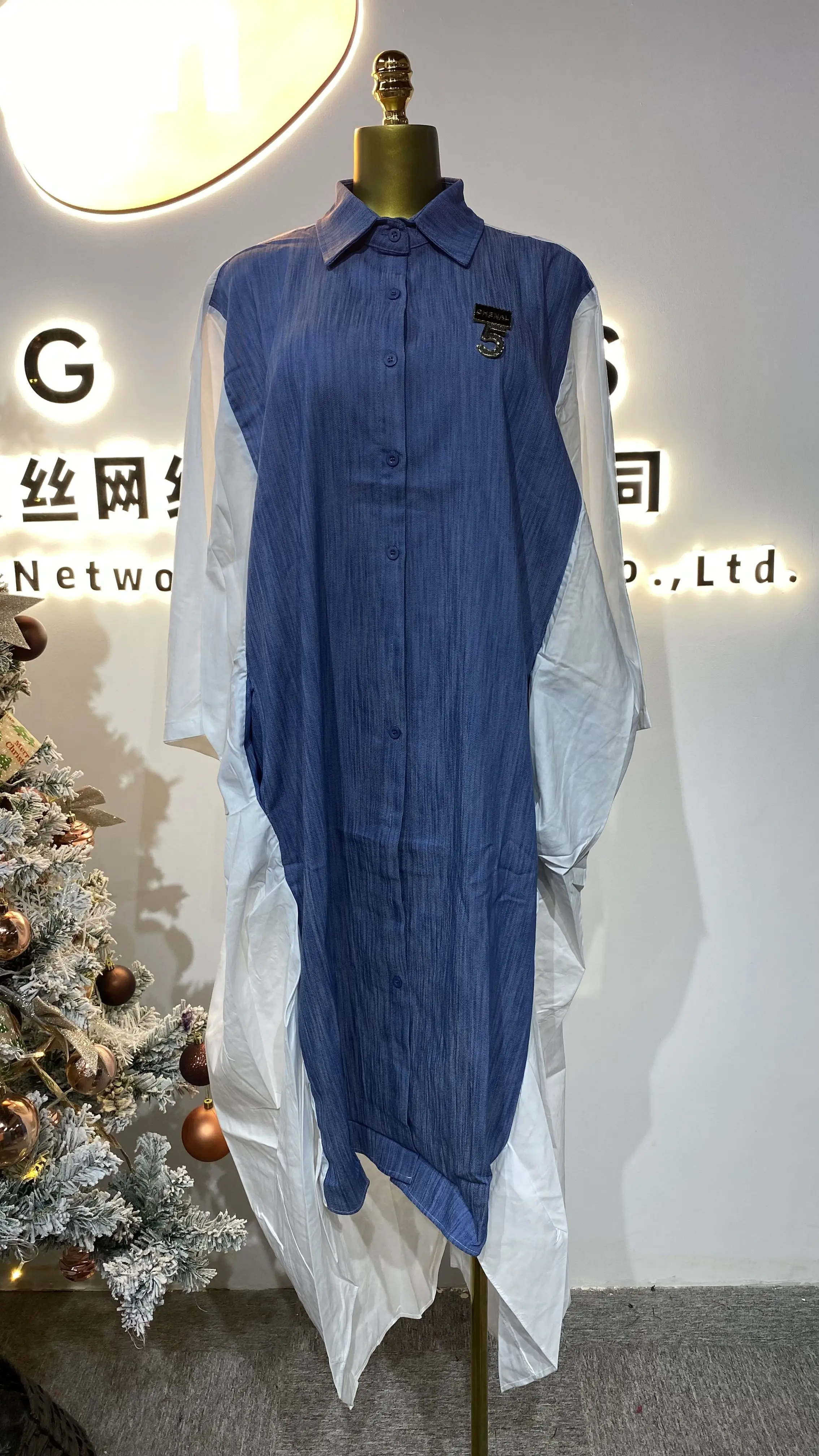 

New Fashion Printed Women's Lapel Button Pocket Long Skirt Middle Eastern Women's Abaya Casual Wear-GZMM164