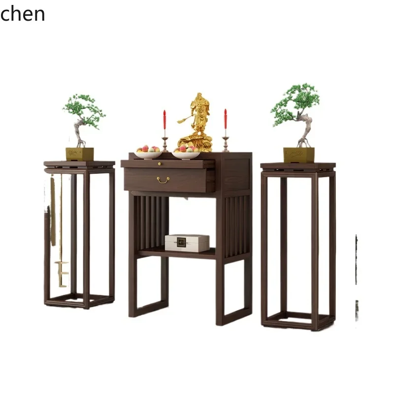 

HSN black walnut solid wood table incense case home modern small gongtai Buddhist platform