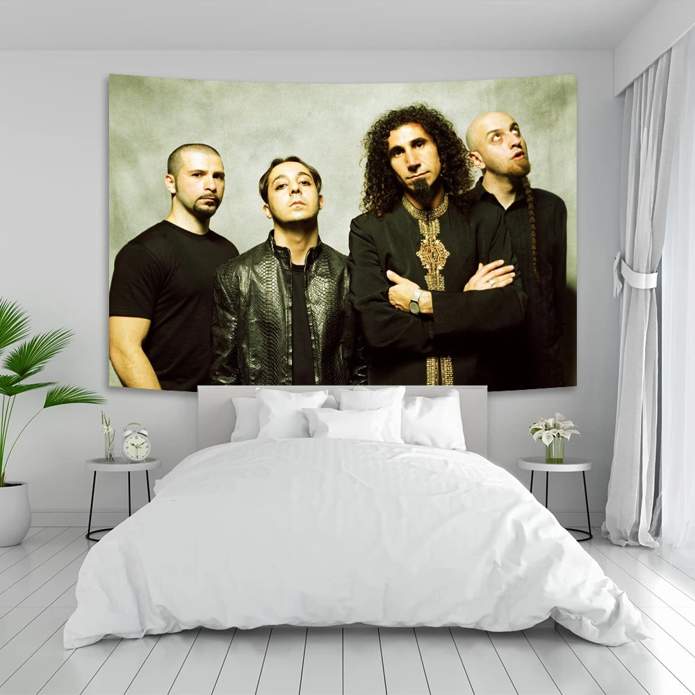 

90×150cm American Rock Band System Of A Down Tapestry Hippie Bohemian Room Decorated Polyester Canvas Background Cloth Banner