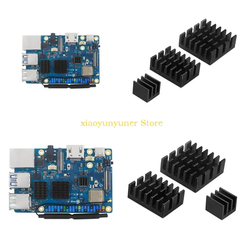 P9JB 3pcs/set Efficient Heat Dissipation Metal Heat Sink with Adhesive Tape for Orange Pi 3B Board Good Thermal Conductivity