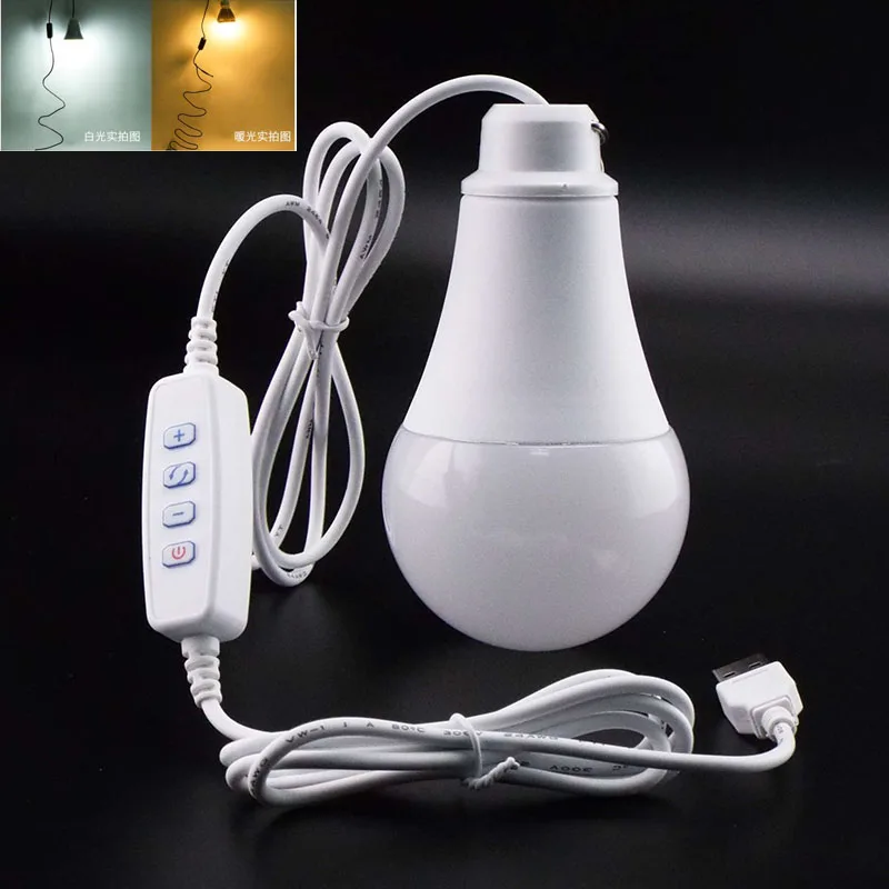 Energy Saving 5V USB LED Bulb Lights 5730 Portable Outdoor Camping Home Reading Night Lamps with Hook Switch