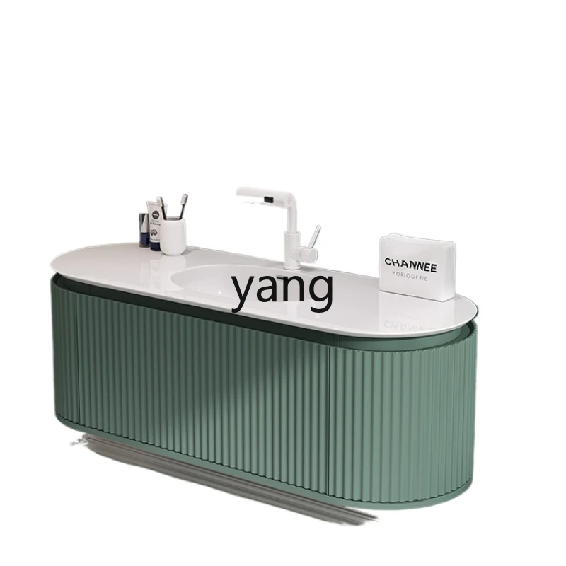 

Yjq Villa Washstand Double Basin Dark Green Bathroom Cabinet Retro Bathroom Washbasin Cabinet Combination