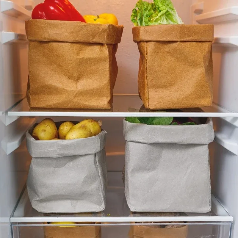 Waschbare Aufbewahrungstasche aus Kraftpapier, wasserdichte Aufbewahrungsbox für Kühlschrank, Kosmetik, Blumentopf, Dekoartikel und Aufbewahrungsbox für Werkzeug