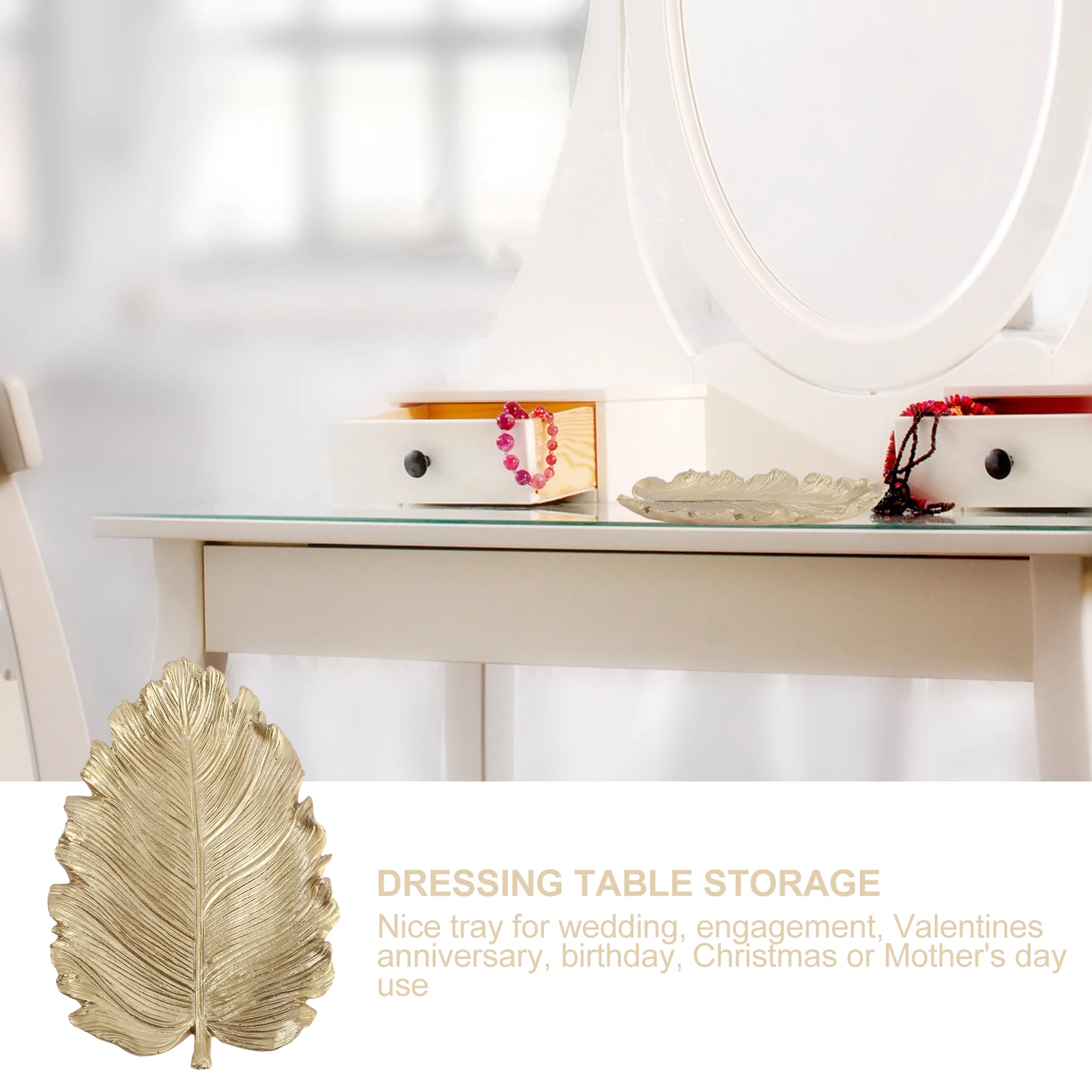 Golden Ring Tray Jewelry Plate for Storage Leaf Shape Home Decor Mini Tray Table Accessories Wedding Gift Rings Holder Display