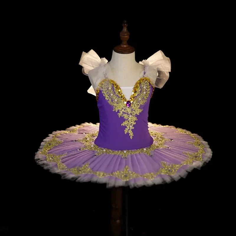 2025 Professional Ballet Tutu Dress Girl Dance Costume Child Performance Ballerinas Pancake Tutu Kids Child Carnival Jazz Dance