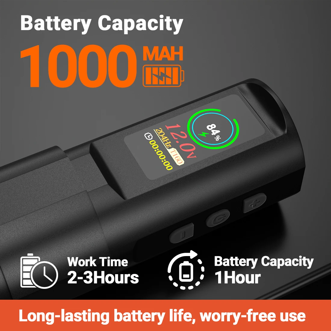 Wireless Rotary Tattoo Pen 1000mAh Battery OLED Display Adjustable Voltage 4mm Stroke Tattoo Machine for Lining Shading