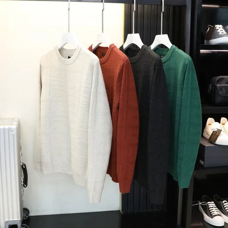 

Italian Luxury Knitted Sweater round Ne Casual Base Layer Men's Autumn Faionable Breathable Comfortable Long Sve Top