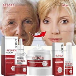 Retinol Wrinkle Remover Face Set Instant Firming Lifting Anti-Aging Serum Fade Fine Lines Whitening Korean Skin Care Products