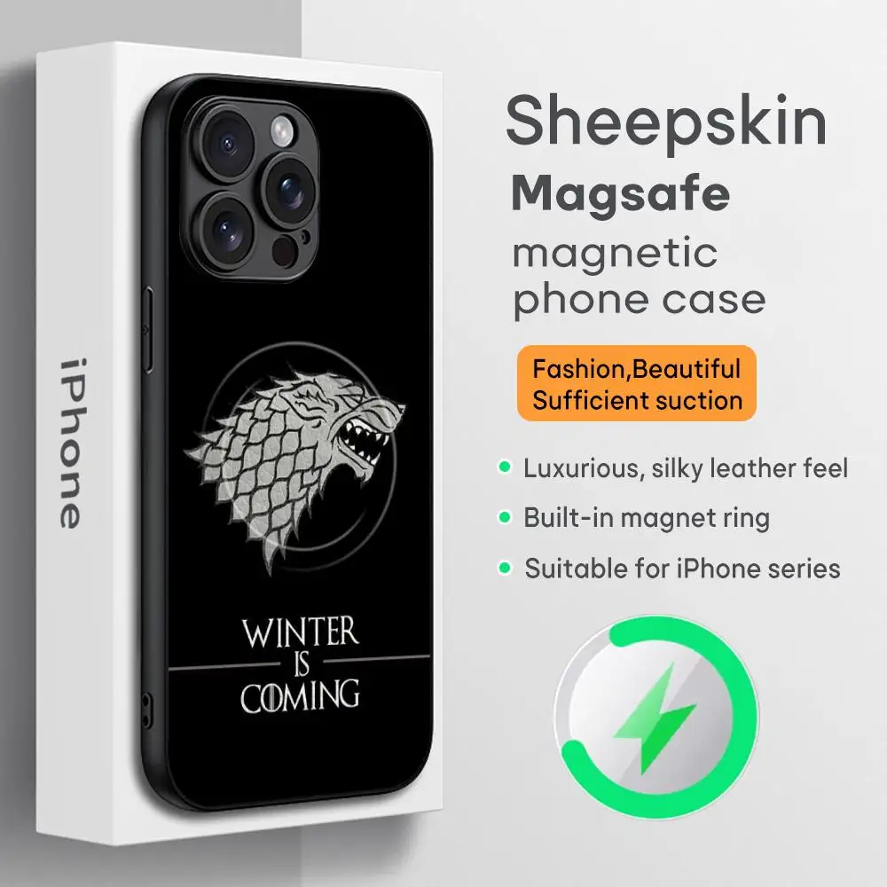 حافظة لهاتف آيفون 16 15 14 13 12 11 Plus Pro Max الفاخرة الراقية من جلد الغنم Magsafe
