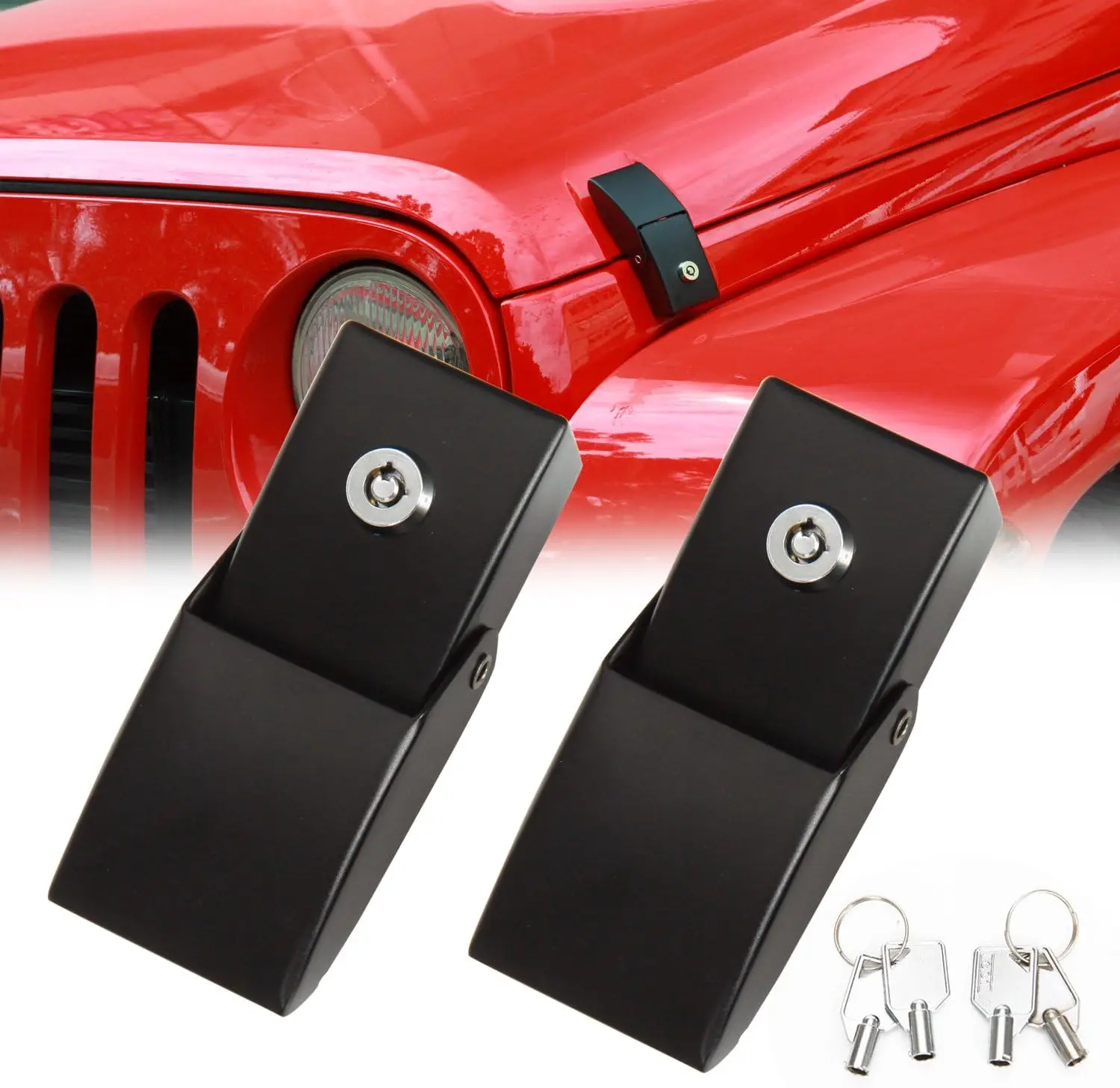 Pair Hood Latch Catch Lock Accessories Kit for Jeep Wrangler JK JKU 2007-2018 JL JLU Gladiator JT 2018-2023  Steel Locking