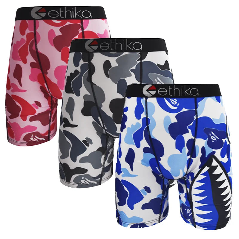 ETHIKA Men Underwear Boxers Breathable Sexy Print Men's Panties Lingerie Male Underpants Man Boxer Briefs Trunks Plus Size XXXL