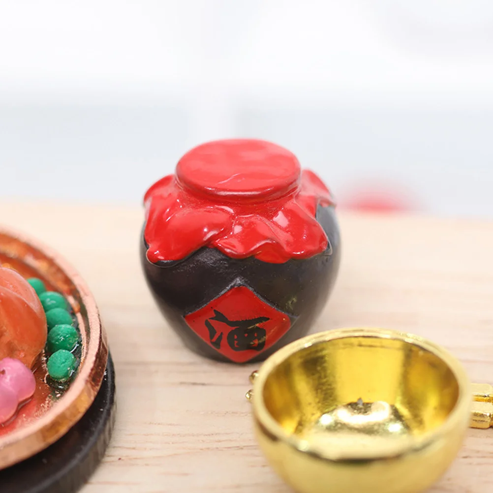 6Pcs Miniature Liquor Jar Decorations Mini Wine Jar Set for Mini House Kitchen Table Realistic Tiny Accessories