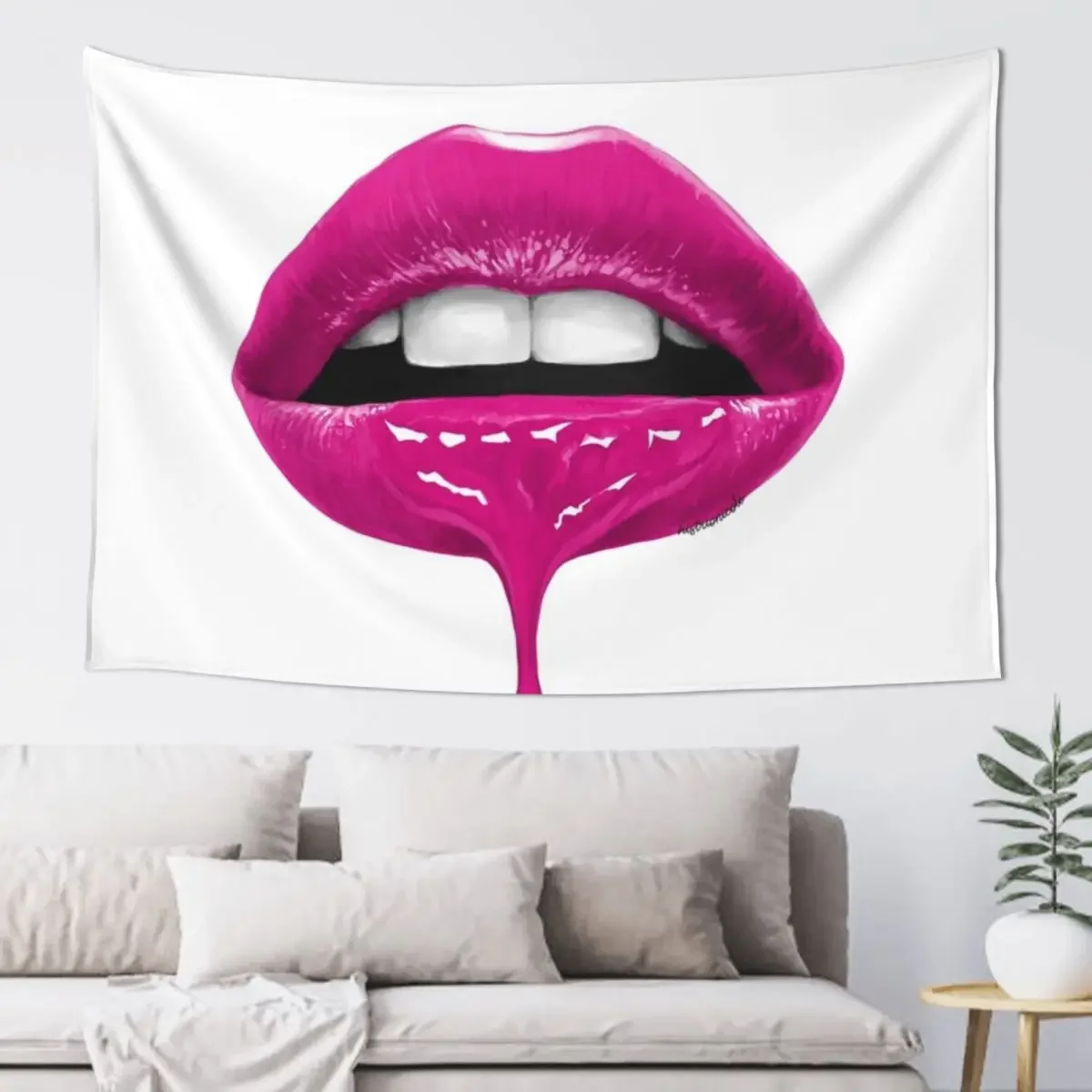 

Lip Drip Pink Artwork Tapestry Room Ornaments Luxury Living Room Decoration Carpet Wall Tapestry