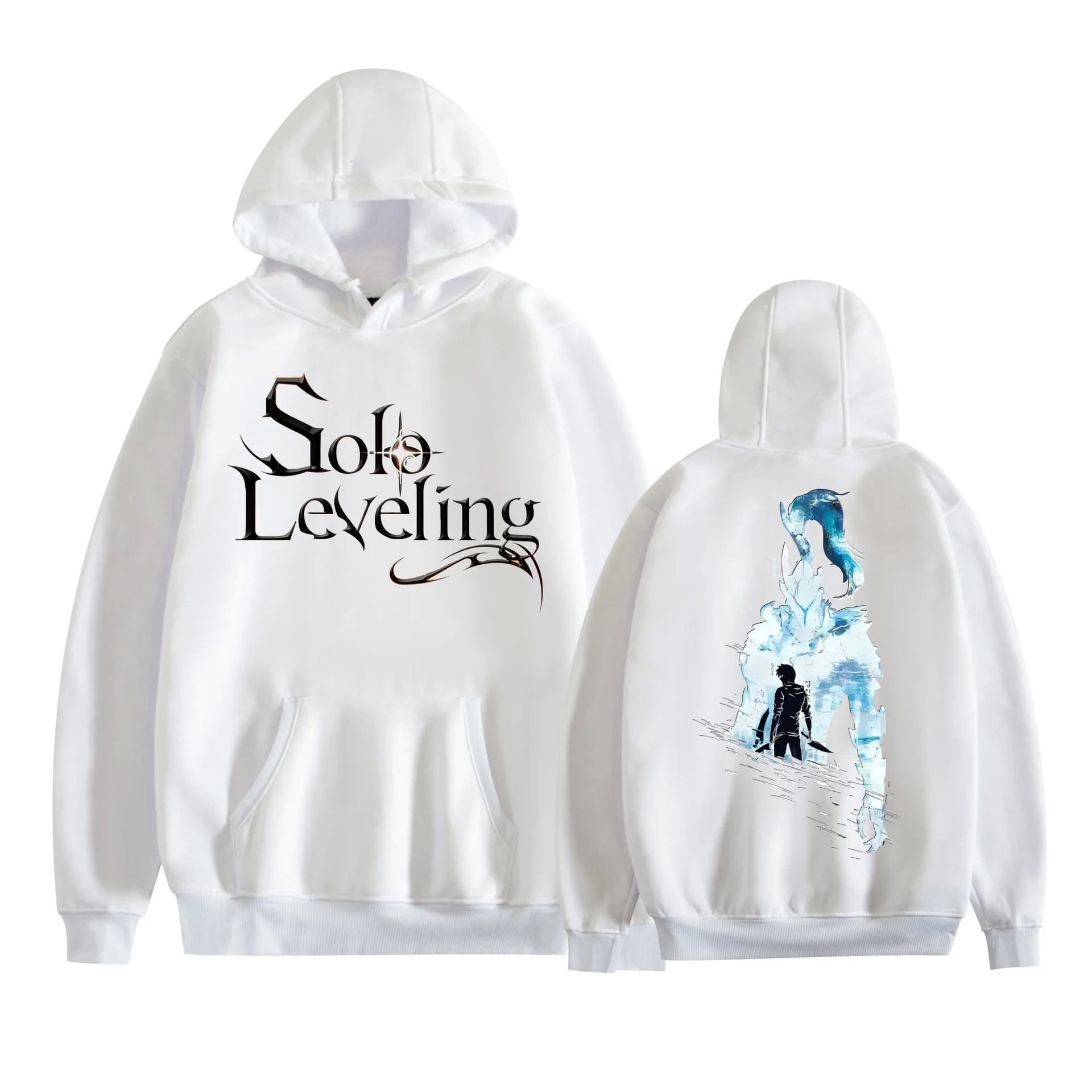 Solo nivelamento hoodies branco merch unisex moda casual streetwear pulôver streetwear moletom roupas moda outwear