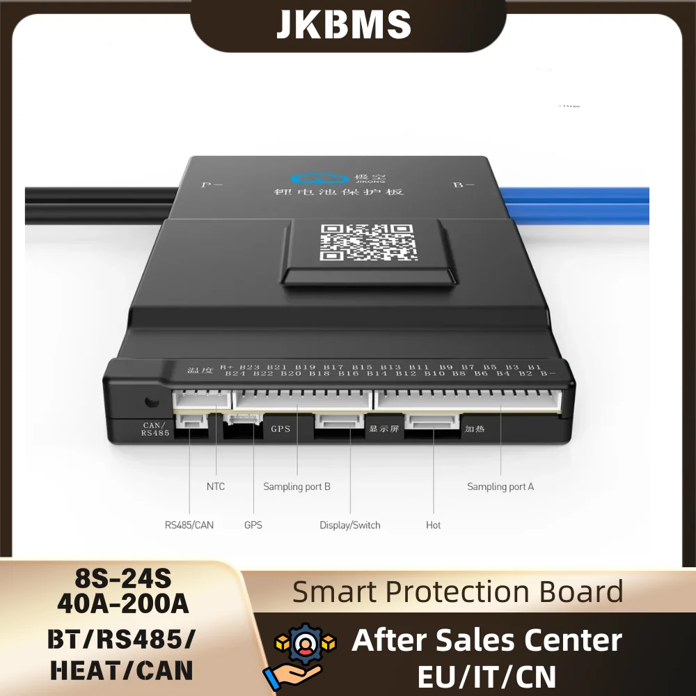 JK-BMS Smart Bluetooth Active Balance Li-Ion LiFePo4 LTO Battery 4S 8S 14S 16S 17S 20S 24S 12V 24V 36V 48V 200A 300A JiKong BMS