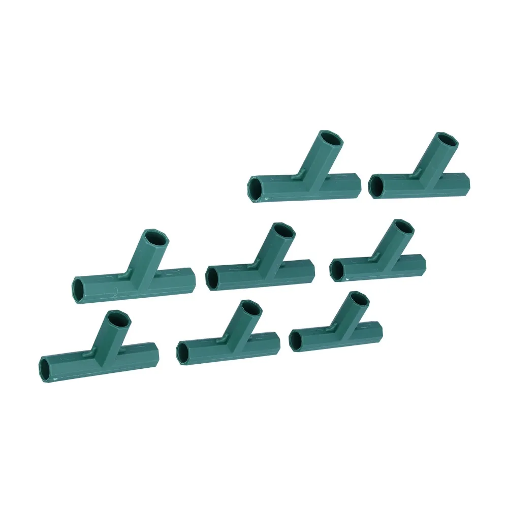 8Pcs Durable 3 Way Tee Connector 16mm Sturdy Garden Stake Adapter Green T Shape Plant Stake Connector Greenhouse Frame Building