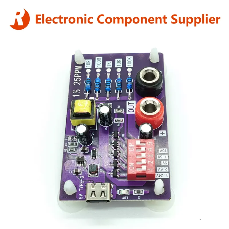 Precision Voltage Reference Module with 5 Channels 1.24V/2.5V/7.5V/5V/10V & 5Level 10R/100R/1K/10K/100K Resistors of Calibration