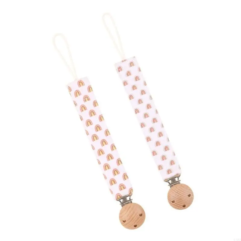 حزمة من 2 قطعة مصاصة الطفل سلسلة الخشب + حامل عضاضة القطن حبل الرضع لعبة التسنين حزام المنظم حبل L8RB